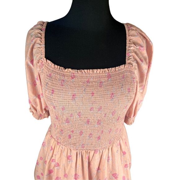 Loveshackfancy 2xl pink floral Simone smocked tiered maxi dress puff sleeve - Picture 4 of 6